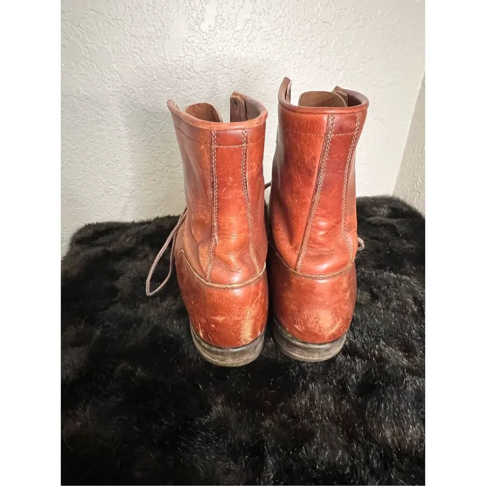 JUSTIN L0518 USA Packer Lace Up Western Brown Leather Boots Size 10 D - Picture 6 of 9